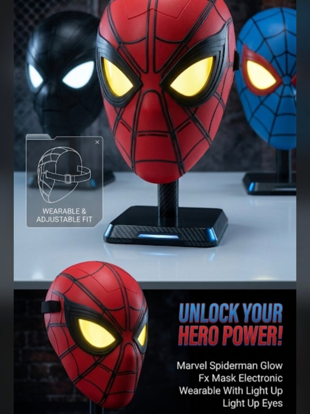 Marvel Spiderman Glow Fx Mask Electronic Wearable With Light Up Eyes